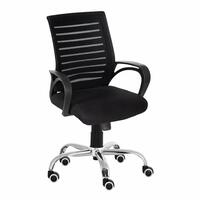 Da URBAN® Boom 02 Mid-Back Revolving Mesh Ergonomic Chair for Home and Office with Tilt Lock Mechanism, Armrest, Chrome Base and High Comfort Seating (Black)