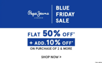 Pepe Jeans Blue Friday Sale - Flat 50% Off + Add 10% Off on Purchase of 2 & More