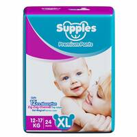 Lightning deal - Supples Premium Diapers, X-Large (XL), 24 Count, 12-17 Kg, 12 hrs Absorption Baby Diaper Pants