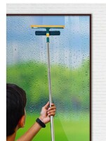 Limited-time deal: ROMINO Mesh Window Cleaning Brush and Wipe Long Handle 3in1 Window Glass Wipers with Sponge & Extended Handle for Home, Bathroom, Kitchen,Tiles, Floor, Car Windshield Dust Cleaner Window Brush 