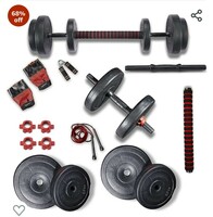  Lifelong LLPVCHGC14 PVC Home Gym Set 20kg Plate with Extension Barbell Rod and Dumbbells Rods with Gym Accessories for Home Workouts (Black, 6 Months Manufacturer's Warranty) 