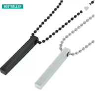 RV jewels  Stylish Silver- Black 3D Vertical Bar Cuboid Stick Locket Pendant Necklace Alloy