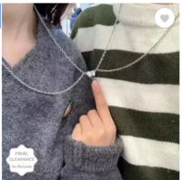 Stylewell  Big Size Broken Heart Shape Romantic Love Couples Friendship Duo Stainless Steel Pendant Set