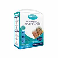Napfresh Premium Adult Diapers Tape Style with Wetness Indicator | Upto 12 Hours Protection with Super Absorbent Core & Odour Lock | Leak Proof (Pack of 10, Medium (Waist Size 24"-45"))