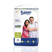 ELDURO Adult Diaper Tape Style, Large 101-139 cm (40''-55''), 10 Count, Unisex With Wetness Indicator, Leakproof, 14 hrs Overnight Protection, Aloe Vera, Pack of 1