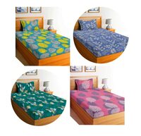 BSB Home® Glace Cotton 160 TC with 200 GSM Set of 4 Single Bedsheet with 4 Pillow Covers