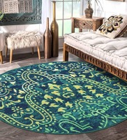 Green Nylon Traditional 2.5 x 2.5 Feet Machine Made Carpet By Status