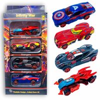 KAVANA Set of 4 Cars Toys Character Free Wheel High Speed Unbreakable Diecast Metal Toy Car Play Set for Kids Best Gifts Toys for Kids Boys - Super Hero's Cars 8x3x2.5cm Mix-Colors