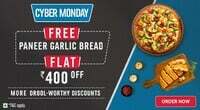 Domino's Cyber Monday Deals - Flat Rs.400 Off On A Minimum Cart Value Of Rs.1500 And Above