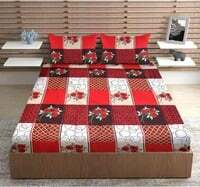 URBAN MAGIC 100% Microfiber Printed Red Double Bedsheet with 2 Pillow Covers, Size - 215 x 210 cm, Pack of 1