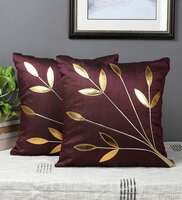 Purple Silk Floral 16x16 inches Cushion Covers (Pack of 2), By MFD Home Furnishing
