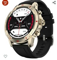 HAMMER Luxor 1.45" AMOLED Display Round Dial Smart Watch with BT Calling, 100+ Sports Modes, Always on Display, Health Tracking, Music Control (Gold) 