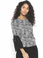 Style Quotient Women Black Printed Top-Black