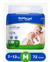 BUMTUM Baby Diaper Pants Double Layer Leakage Protection High Absorb Technology - M  (72 Pieces)