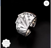 Gambler Playing Card ring for girl and boy, biker ring, hip hop ring Stainless Steel Silver Plated Ring