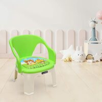 Nilkamal Pups Kids Strong and Durable Plastic Chair with PVC Cushion Base (Pups Blue), 35 * 36 * 38 cm