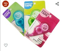 ECLET Correction Tape - Pack of 3 Pcs Correction Tape 12 Meter X 5 MM, for Journal, Correction Pen, Whitener for Correction, Stationary Items, Correction Pen Tape (Any 3 Random Color sent) B 