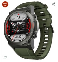 CrossBeats Armour 1.43" Super AMOLED Swimproof Always ON Bluetooth Calling Rugged Outdoor Military Standard Certified, 125+ Sports Modes, 15 Day Battery Life Smartwatch for Men (Green)