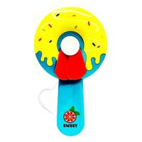 Amable Manual Hand Press Donut Fan for Kids, Small Pocket Fan for Outdoor, Safe Mini Manual Fan, Portable Summer, Fan Toy For Children - Multi Print