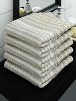 Athom Trendz Living Ecosaviour Premium Cotton Bath Towel Amor Beige (Pack of 5)