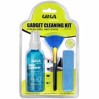 Gizga Essentials Professional 3-in-1 Cleaning Kit for Camera, Lens, Binocular, Laptop, TV, Monitor, Smartphone, Tablet (Includes: Cleaning Liquid 100ml, Plush Microfiber Cloth, Dust Removal Brush)