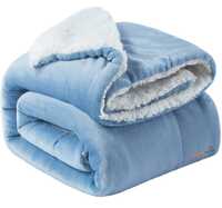 BSB HOME Polyester Micromink Summer AC Blanket Sherpa Super Soft Flannel Solid/Plain Dohar/Comforter