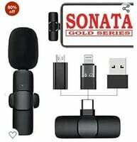 SONATA GOLD 2.4 ghz Wireless mic Noise cancallation System for Andriod/Type-c/iPhone/Laptop/ipad/MacBook/Computer/for YouTube, Facebook, Live Stream, Social Media Platform (1 Year Warranty) 