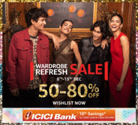 Amazon Wardrobe Refresh Sale 50-80% Off + 10% Off on ICICI  Credit Card (8th - 13th Dec)
