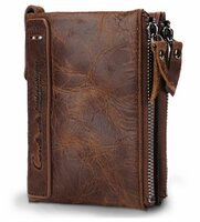 Contacts Men's Genuine Leather Wallet | RFID Blocking Wallet for Men | Bifold Zip Wallet| 7 Card Slots, 1 ID Window