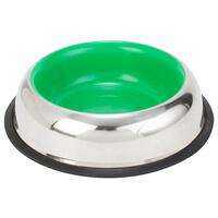 Choostix Dog and Cat Feeding Steel Bowl, Belly Style, Pantone Green, Large, 1650 ml