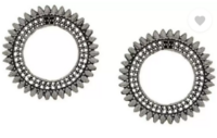 Samridhi DC  Antique Silver Stylish Oxidised Afghani Stud Alloy Hoop Earring