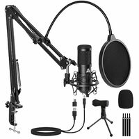 Audio Array USB Condenser Microphone Kit for Podcasting, Online Meeting, Recording, Gaming & Live Streaming with Boom Arm, Pop Filter, Mic Cover, Spider Shock Mount,Cable Ties & 2.5m USB Cable (AM-C1)