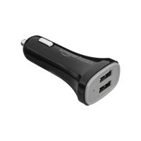 Amazon Basics 30W Dual Port Car Charger|USB 3.1 (White) 12W + USB 3.0 (Green) 18W|Black (Without Cable),Smart Phone