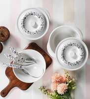 White & Blue Floral Melamine 3Pcs Serving Dishes By Cdi