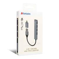 VERBATIM USB HUB 2.0 4X USB-A Ports - Grey