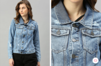  Hubberholme Women Blue Slim Fit Distressed Lightweight Casual Denim Jacket