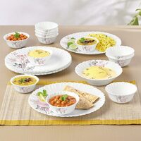 Larah by Borosil Aspen Silk Series Opalware Dinner Set | 19 Pieces