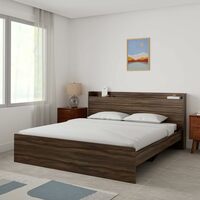 Amazon Brand - Solimo Ashburn Engineered Wood King Bed with Headboard Storage, Asian Walnut