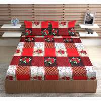 URBAN MAGIC 100% Microfiber Printed Red Double Bedsheet with 2 Pillow Covers, Size - 215 x 210 cm, Pack of 1