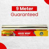 House Wrap Aluminium Foil for Food Packing, Cooking, Baking - Aluminium Foil 9 Meter Net Guaranteed 11 Microns in Thickness for Keeping Food Warm (Pack of 1)