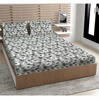 URBAN MAGIC 100% Microfiber Printed Black Double Bedsheet with 2 Pillow Covers, Size - 215 x 210 cm, Pack of 1