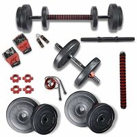 Lifelong LLPVCHGC06 PVC Home Gym Set 20kg Plate with Extension Barbell Rod and Dumbbells Rods 