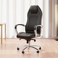 AKP Engineering Crest Premium High Back Revolving Ergonomic Leatherette Home, Office Executive Chair with Spacious Cushion Seat, PU Padded Armrests & Heavy Duty Aluminium Base (Black)