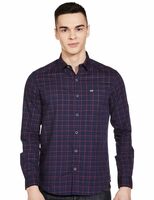 The Indian Garage Co Adult Men's Checkered Slim Fit Shirt (0620-SH44-19_Navy_Blue XL)