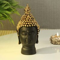 TIED RIBBONS Resin Buddha Head Idol Statue Showpiece (Golden, 13.7 cm X 6.3 cm) - Decoration Items for Home Decor Mandir Temple Pooja Room Living Room Table Office Decorative Gifts
