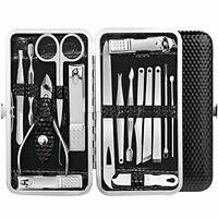 URBANMAC Manicure Pedicure 16 Tools Set Nail Clippers Stainless Steel Professional Nail Scissors Grooming Kits, Nail Tools with Leather Case