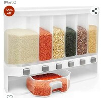 AEXONIZ TOYS Kitchen Storage 6 Grid Container - Wall Mounted Cereal Food Dispenser For KitchenDry Space Saving Food Storage Containers for Cereal,Rice,Nuts,Snack (Plastic) 