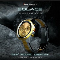 Fire-Boltt Solace Luxury Stainless Steel Smart Watch, 1.32" (33.5mm) Display 360 * 360 px high Resolution with 60Hz Refresh Rate, Bluetooth Calling & 360 Health Monitoring (Gold Silver)