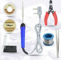 Hillgrove Electronic 7in1 Mobile Soldering Iron Equipment Tool Machine Combo Kit Set with Flux Paste and Wire 25 W Simple  (Flat Tip)
