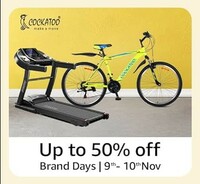 Amazon Cockatoo Brand Days Upto 50% off on Fitness Accessories, Cycle & More (9-10th Dec)